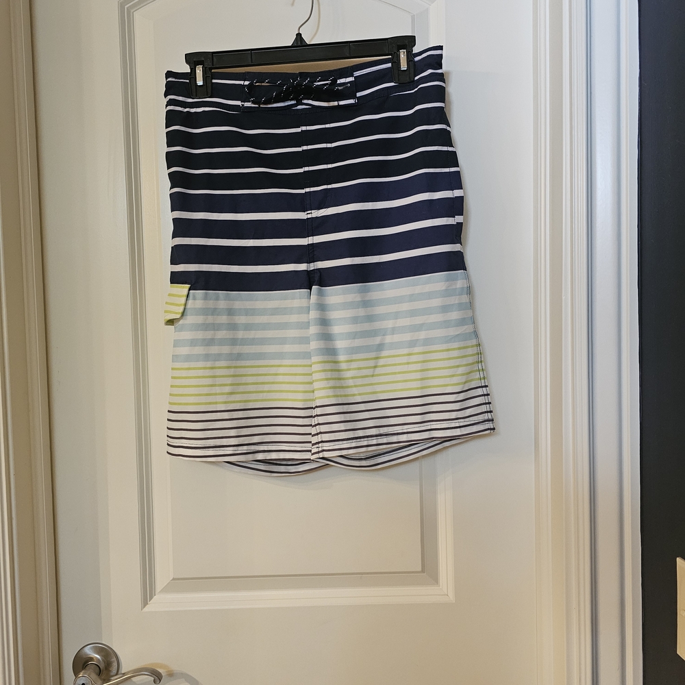 dip Men's Striped Swim Trunks - Navy, Light Blue, Yellow